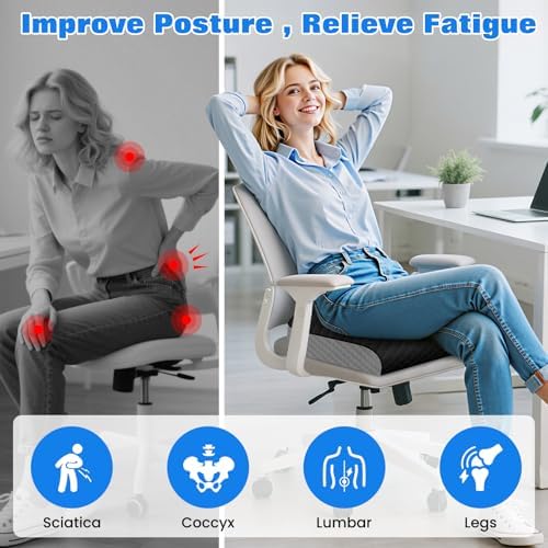 Seat Cushion, Office Chair Cushion, Chair Pad, Large, Black, X-Large - Image 6