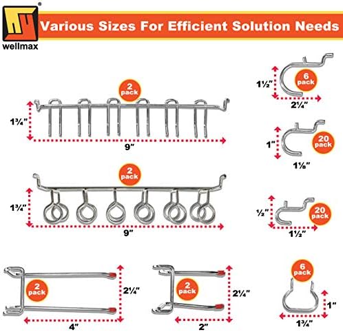 Wellmax 188 Pcs Pegboard Hooks & Accessories, Heavy Duty for Garage & Shop - Image 4