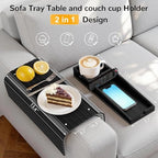Korser Couch Armrest Table, Sofa Arm Tray with Removable Cup Holder, 2 in 1 Anti-Slip Armrest Tray Table for Couch, Bamboo Foldable Couch Cup Holder for Drinks Snacks Phone Remote Control - Image 6