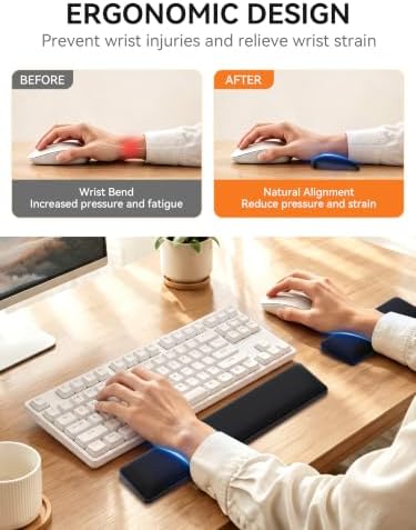 Cooling Gel Wrist Rest Set, TKL Keyboard & Mouse Wrist Support Pad - Image 2