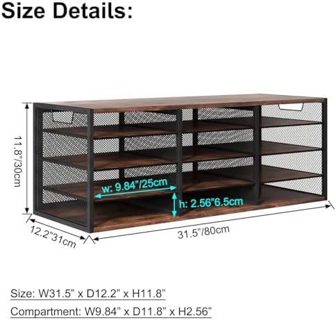 Mail Sorter Adjustable Holder, Countertop Literature Organizer, Student Mailbox for Classroom, Desktop Bill Paper Organizer for Office Home School, 12 Compartments, Brown - Image 4