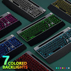 GAMCATZ Ergonomic Backlit Wireless Keyboard with Wrist Rest-Low-Profile,Phone/Tablet Holder,Rechargeable with Light Up Keyboard,Cordless Quiet Computer Keyboard for Desktop,Laptop, PC, Mac-Grey - Image 3