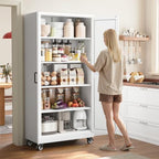 75"White Metal Pantry Cabinets for Kitchen Storage Garage Storage Cabinet - Image 2