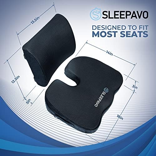Sleepavo Memory Foam Seat Cushion for Sciatica Tailbone Coccyx Pain Relief - Image 3