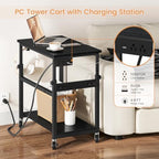 Snughome Oversized Computer Tower Stand with Extended Top & Charging Station, 25.2''-36.2'' Height-Adjustable PC Tower Stand, Rolling CPU Cart with Lockable Wheels for Office Home Gaming - Image 6