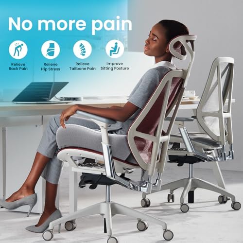 Benazcap Seat Cushion, Memory Foam Cushion for Office Chair - Ergonomic Chair Cushions for Tailbone Pain Relief, Sciatica & Back Support, Office Chair Cushion & Car Seat Cushion, Grey - Image 6