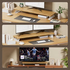 Dual Monitor Stand Riser, 39 Inch Large Wood Monitor Stands for 2 Monitors - Image 5