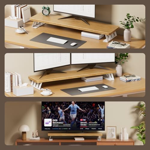 Dual Monitor Stand Riser, 39 Inch Large Wood Monitor Stands for 2 Monitors - Image 5