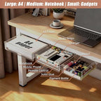 3-Pack Under Desk Drawer for Desk with Frame & Beam, Fits Where Standard Drawers Can't, 52mm Heightened Slide Out Organizer, Dual Adhesive or Screw Mount, Clear PET Under Table Storage - Image 6