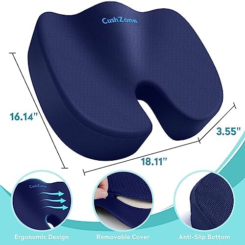 Gel Seat Cushion, Cooling Memory Foam Cushion for Office Chair, Blue - Image 3
