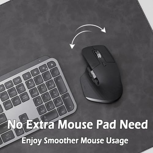 Office PU Leather Desk Pad with Stitched Edges (Black,35.4"x16.9") - Image 3