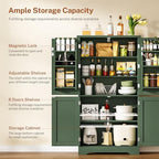 Pantry Cabinet with 4 Doors, Kitchen Storage Cabinet with Door Shelves, - Image 4