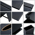 Leather Desk Set, 13-Piece All-in-One – Executive Desk Accessories & Office Supplies, Desk Organizer with Desk Pad & Blotter, 2-Tier Letter Tray, Luxury Office Desk Decor & Boss Gifts (Black) - Image 5