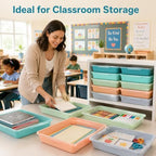 12 Pcs Letter Size Flat Storage Tray with Latching Lid (Morandi) - Image 5