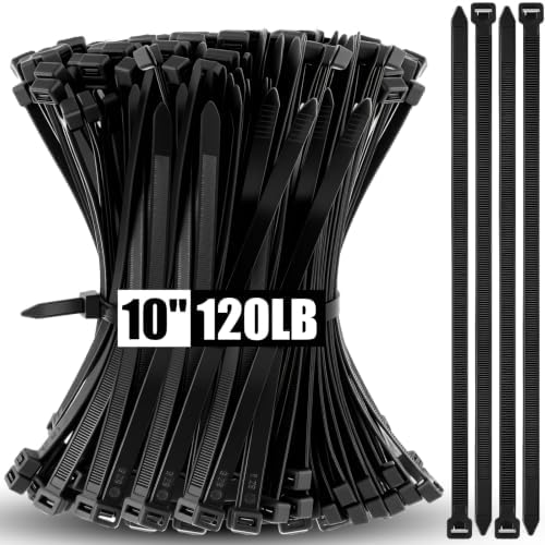 Reallnaive 500 Pcs 10 Inch Zip Ties Heavy Duty Black 120 Lbs by Reallnaive