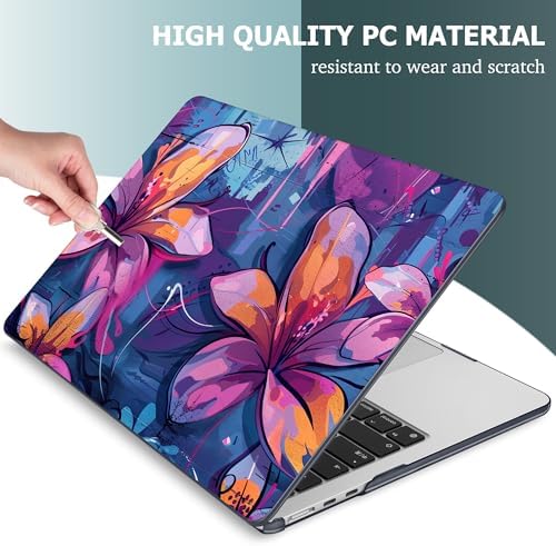 Mektron for 2026/2025/2024/2023 MacBook Air 15 INCH M5 A3448 /M4 A3241 /M3 A3114 /M2 A2941 Case, Printed Plastic Hard Shell Cover with 15.3" Liquid Retina Display Touch ID, Graffiti Flower - Image 4