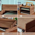 Yeaqee 4 Pcs Stackable Organizer Tray Wood Desk Organizer, Dark Wood Color - Image 4