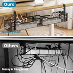 Under Desk Cable Management Tray 32'', Cable Management Under Desk No Drill, Cable Organizer with Clamp for Wire Management, Cord Organizer for Office, Home - No Damage to Table (Black) - Image 6