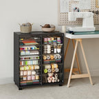 WOPITUES Mobile Storage Cabinet with 15 Clear Drawers, Modern Black - Image 2