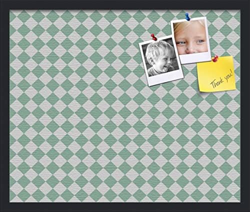 PinPix 24x20 inch Cork Bulletin Board. This Decorative Framed Pin Board Comes with Diamond Pattern in Green and White Design and Satin Black. Ideal for Home, Office Decor or School (PinPix-330) by PinPixBulletinBoards