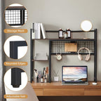 4-Tier Desk Hutch Shelf with Grid Panel, 36” Desktop Bookshelf for Monitor, Office & Home (Rustic Brown, 36") - Image 5