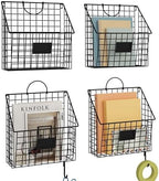 4 Packs Hanging Wall File Organizer with Hooks, Magazine Rack ,Mail Basket by Yuzehuaza