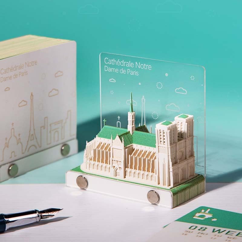 3D Memo Pad, 3D Calendar 2027, Time Piece Calendar, Tear-Off Calendars 2027, 3D Paper Carving Art Memo Pad, Art Carving Sticky Notes for Office Home Gifts Ornaments (Notre-Dame de Paris) - Image 2