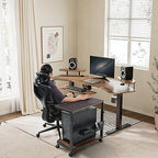 EUREKA ERGONOMIC PC Stand Computer Cart, Height Adjustable Tower Stand 2-Tier Suit for ATX Case Printer, Metal Rolling Cart on Wheels for Gaming Home Office, Walnut - Image 2