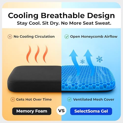 Large Gel Seat Cushion for Long Sitting, Pressure Relief for Back and Hips - Image 4