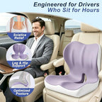 Seat Cushion for Office Chair and Car, Ergonomic Memory Foam Seat Cushion with Lumbar Support Pillow, Orthopedic Cushion for Sciatica & Back Pain, Purple & Light Gray - Image 7
