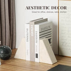 Koville Marble Bookends for Shelves, Large Bookends for Heavy Books, Non-Slip Heavy Duty Book Stopper for CD/Movies, Aesthetic Decorative Bookends for Shelves Table Home Decor(Beige) - Image 4