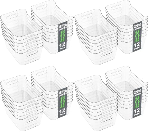 Tiawudi 48 Pack Plastic Storage Bins, Multi-Use Organizer Bins, Pantry Organizer, Clear Storage Containers for Home, Kitchen, Office, Cabinet, Shelf and Fridge Organization by Tiawudi