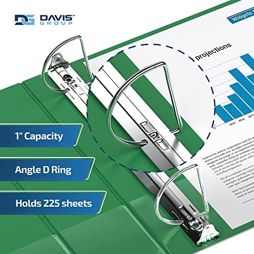Premium Economy 3-Ring Binder, Spine Label, 1" Round Rings, Green, 6 Pack - Image 2