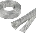 Tinned Copper Braid Cable Wire Shielding Sleeve Ground Straps Protection Flat Metal Mesh Flexible Expandable (11/16 in Wide(0.44 in Dia)-28ft) by BuyUneed