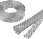 Tinned Copper Braid Cable Wire Shielding Sleeve Ground Straps Protection Flat Metal Mesh Flexible Expandable (11/16 in Wide(0.44 in Dia)-28ft) by BuyUneed