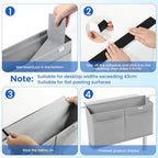 2 Pack Desk Side Hanging Organizer, Adhesive Storage Bag with Pockets for Magazine Ipad Notebook, for End Tables Home Office Desks Computer Workstations Dressing Table, Grey - Image 3