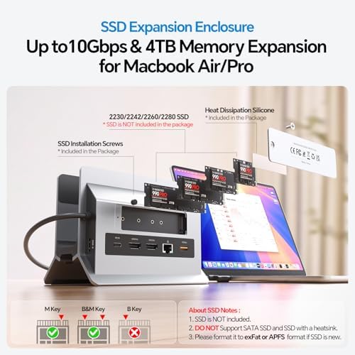 MacBook Docking Station Dual Monitor 4K@60Hz with M.2 NVMe SSD Enclosure - Image 6