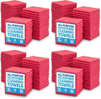 Microfiber Wholesale 16" x 16" All Purpose Towels - 200 Pack - Reusable Wash Cloths, Dust, Kitchen, Car, Shop Rags for Cleaning (Red) by MicrofiberWholesale