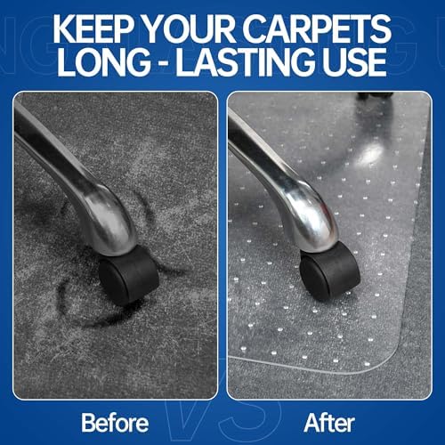 Office Chair Mat for Carpet, 45” x 53” Computer Chair Mat for Carpeted Floors, Smooth Glide Under Desk Carpeted Floor Protector, Carpet Mat for Home Office (with Lip) - Image 3