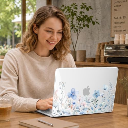May Chen Compatible with MacBook Neo 13 inch Case 2026 Model A3404, Plastic Hard Shell,Keyboard Cover,Screen Protector,Dust Plug, for MacBook Neo 13" with A18 Pro Chip, Blue Flower - Image 5