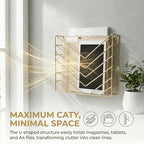 Gold Wall Mounted Magzine Holder, Metal Magazine Rack, Wall File Organizer Holder for Mail and Document Storage Gold - Image 4
