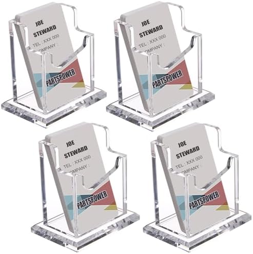 PARTSPOWER 4 Packs Acrylic Business Card Holders for Desk, Vertical Clear Business Name Card Display Stand, Desk Accessory Business Name Card Organizer (Vertical, 1-Slot) by OfficeSupply