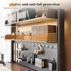 Clamp on Desk Shelf with Pegboard, Adjustable Desktop Hutch Organizer, No-Drill Over the Desk Storage Rack, Heavy Duty Metal Frame Vertical Stand with DIY Accessories for Home Office & Gaming Setup - Image 6