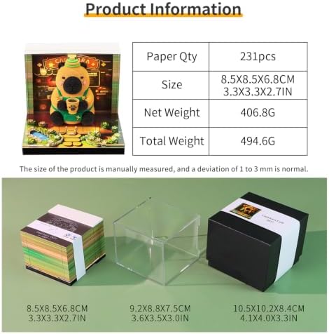 3D Art Calendar Memo Pad 2027,Desk Time Piece Calendar 3D Capybara Cafe Notepad Creative Rip Away Calendar Paper Carving Note - Image 6