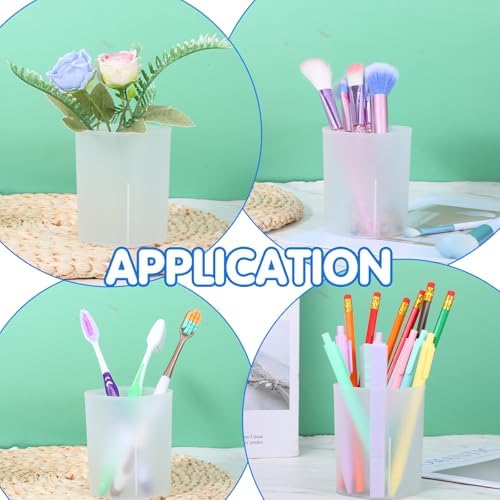 40 Pack Plastic Pencil Cups for Desk Pen Holder White - Image 7