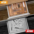 Bellsal Large Premium Acacia Wood Silverware Organizer - Expandable Utensil Drawer Organizer - 17"x19.6" Utensil Holder and Cutlery Tray with Grooved for Kitchen Flatware Utensils(7-9 Slot, Acacia) - Image 3