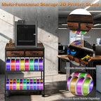 3D Printer Filament Storage Shelf with Drawers& Wheels, Heavy Duty 2-Tier 3D Printer Filament Metal Stand with Storage, Adjustable Filaments Organzied Rack for Workshop Studio Office, 4 Leveling Feet - Image 3