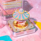 3D Calendar 2027, Desk Time Piece Calendar 2027,Tear-Away 3D Paper Art Notepad w LED Lights,Creative 3D Memo Artsy Pad Calendars, DIY Paper Carving Gift (Carousel) - Image 2