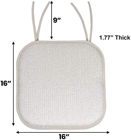 Sweet Home Collection Chair Cushion Memory Foam Pads with Ties Honeycomb Pattern Slip Non Skid Rubber Back Rounded Square 16" x 16" Seat Cover, 12 Count (Pack of 1) - Image 4