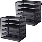 EASEPRES 5 Slot Mesh Desk Organizer Tray, File Paper Letter Folder Holder Desktop Paper Sorter Mail Organization Rack Storage Accessories, for Office Home School Classroom, Black, 2 Pack by EASEPRES